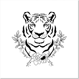 Tiger Face-Floral Posters and Art